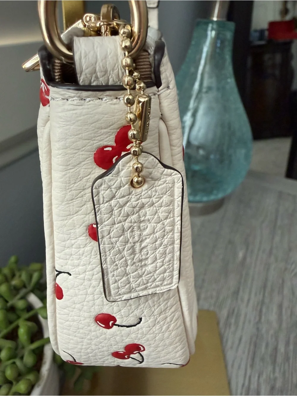 Coach NWT 🍒Cherry Nolita 19 in Chaulk Multi Cherry Print Pebble Leather 🍒 w/DB